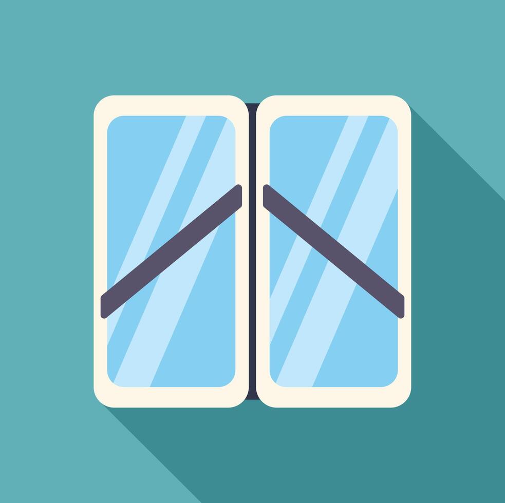 Closed train or bus doors with window reflecting light vector