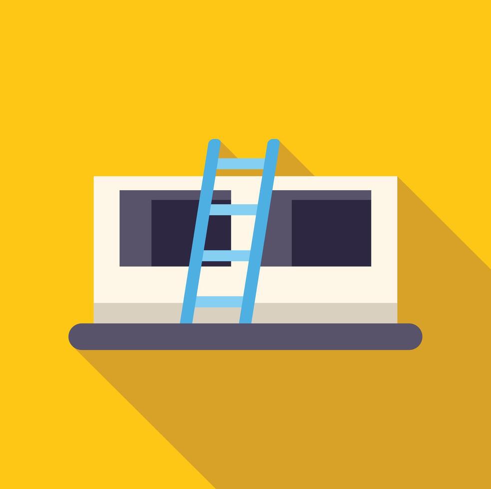 Ladder leaning against building during construction representing renovation or home improvement vector