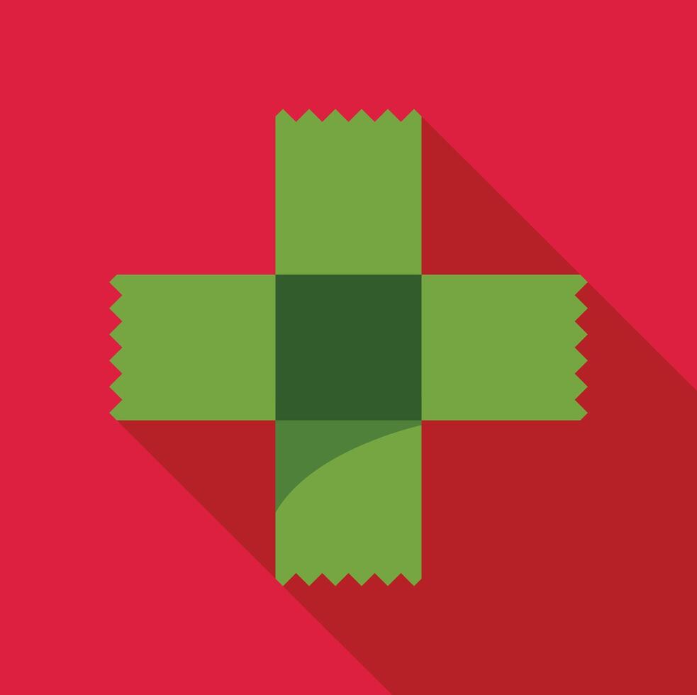 Green cross made of adhesive tape on red background vector