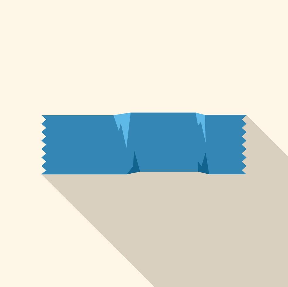 Blue adhesive tape torn in the middle casting a long shadow vector