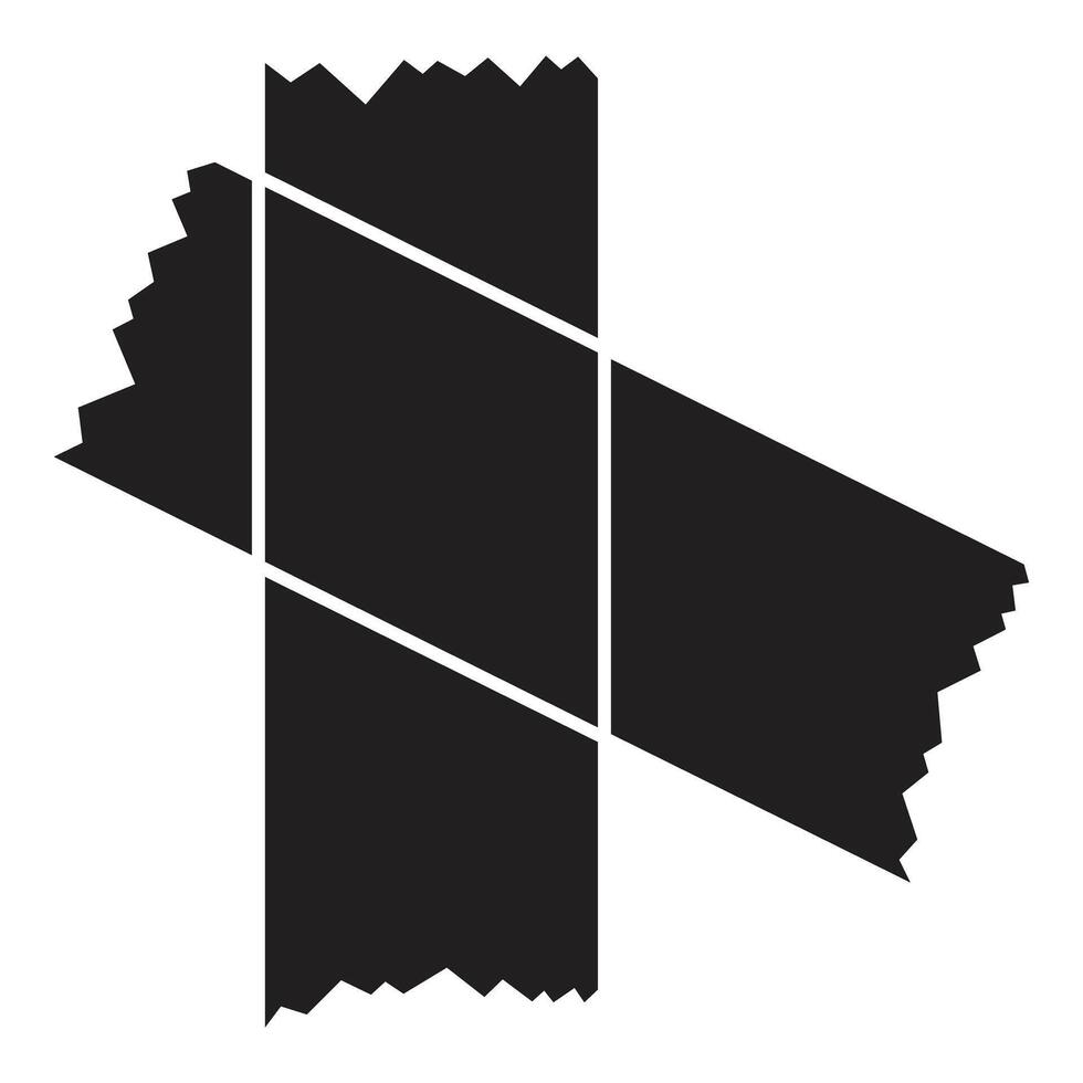 Black adhesive tapes crossing each other forming a cross shape vector