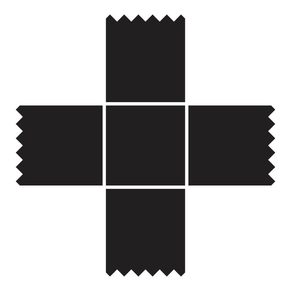Black adhesive tapes forming a cross shape are sticking on a white background vector