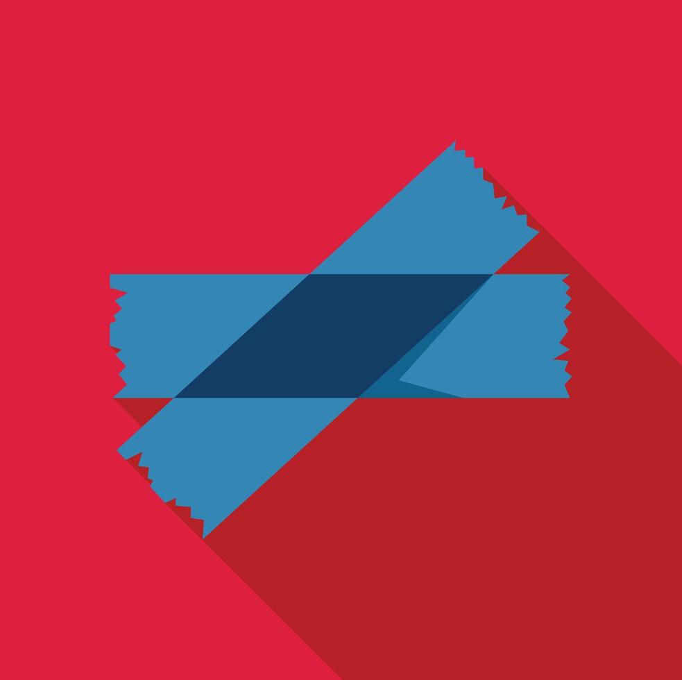 Two crossed pieces of blue masking tape creating an x shape on a red background vector