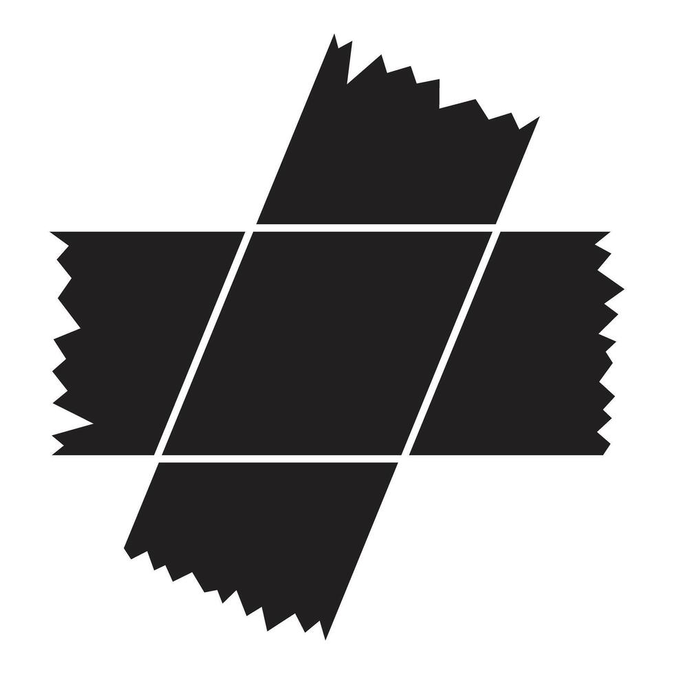 Black adhesive tapes crossing and forming a cross shape vector