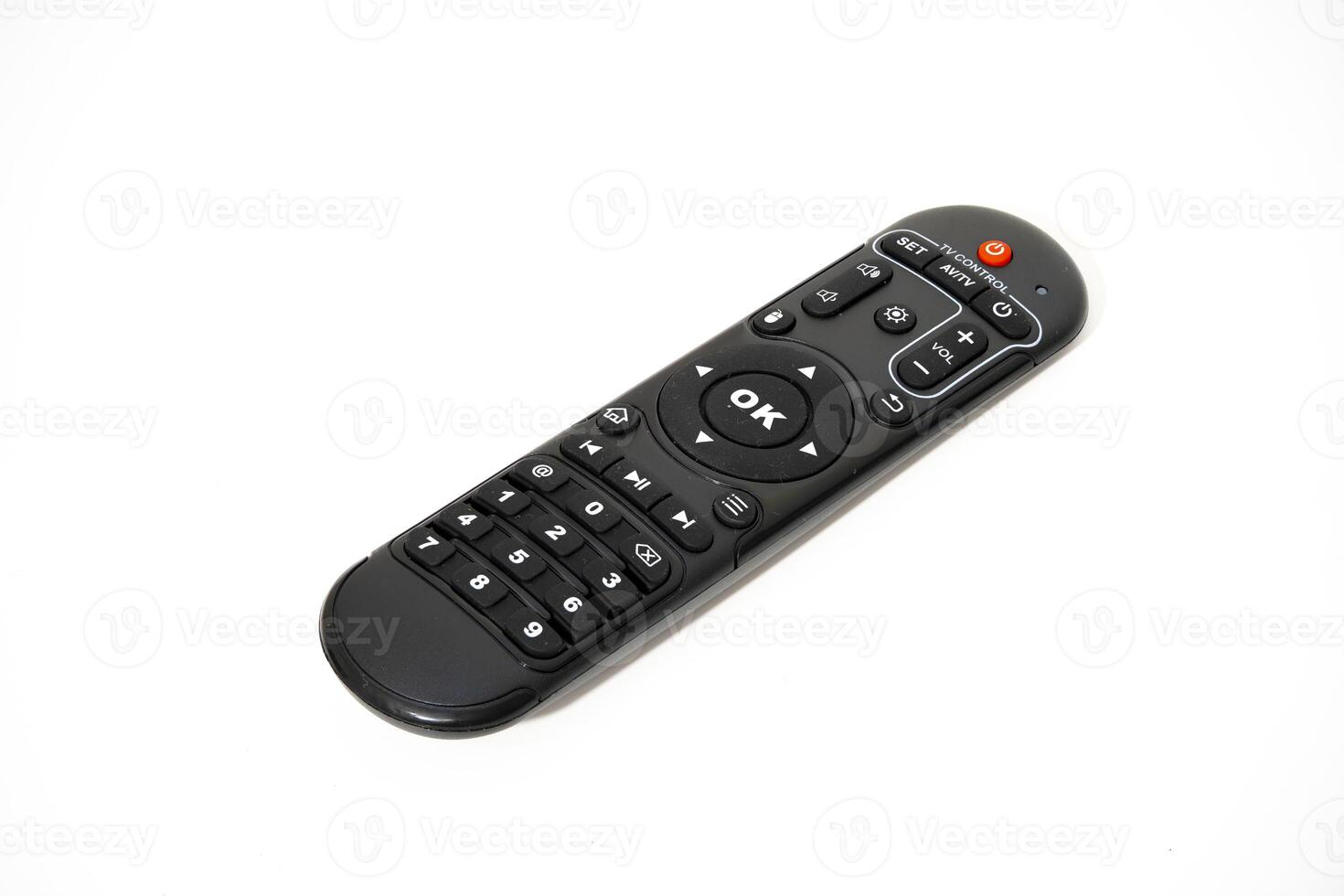 Universal remote control on a white background for easy use photo