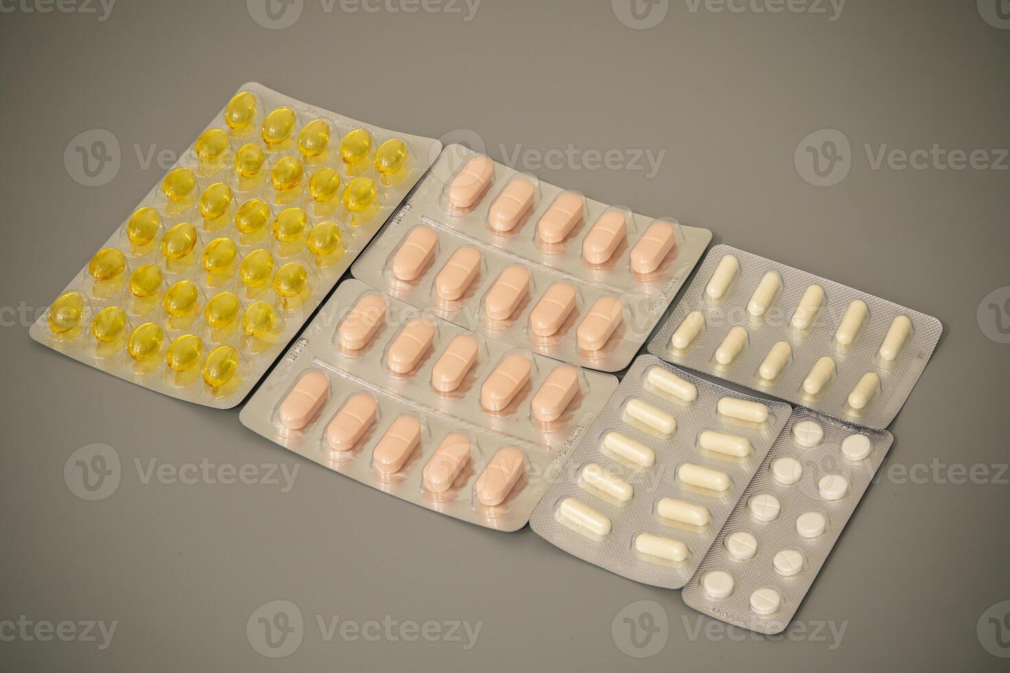 Various types of medication arranged for better visibility photo