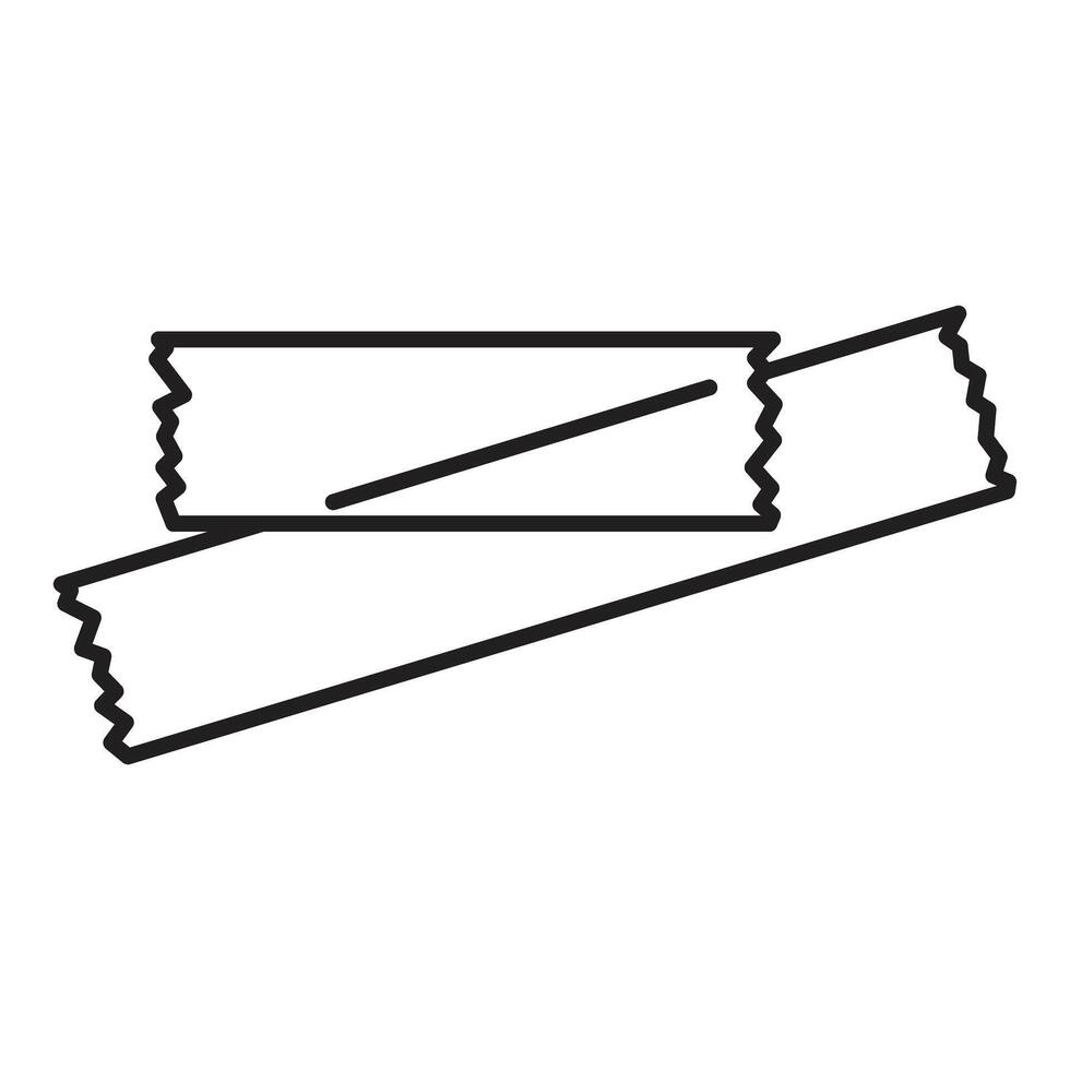 Two sugar sachets lying over each other, diagonal view, outline icon vector