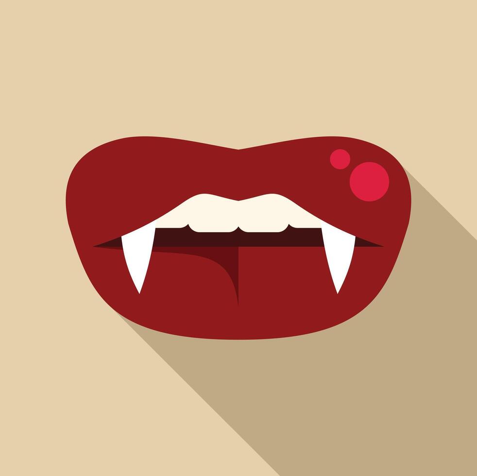 Red lips showing vampire fangs biting for halloween party vector