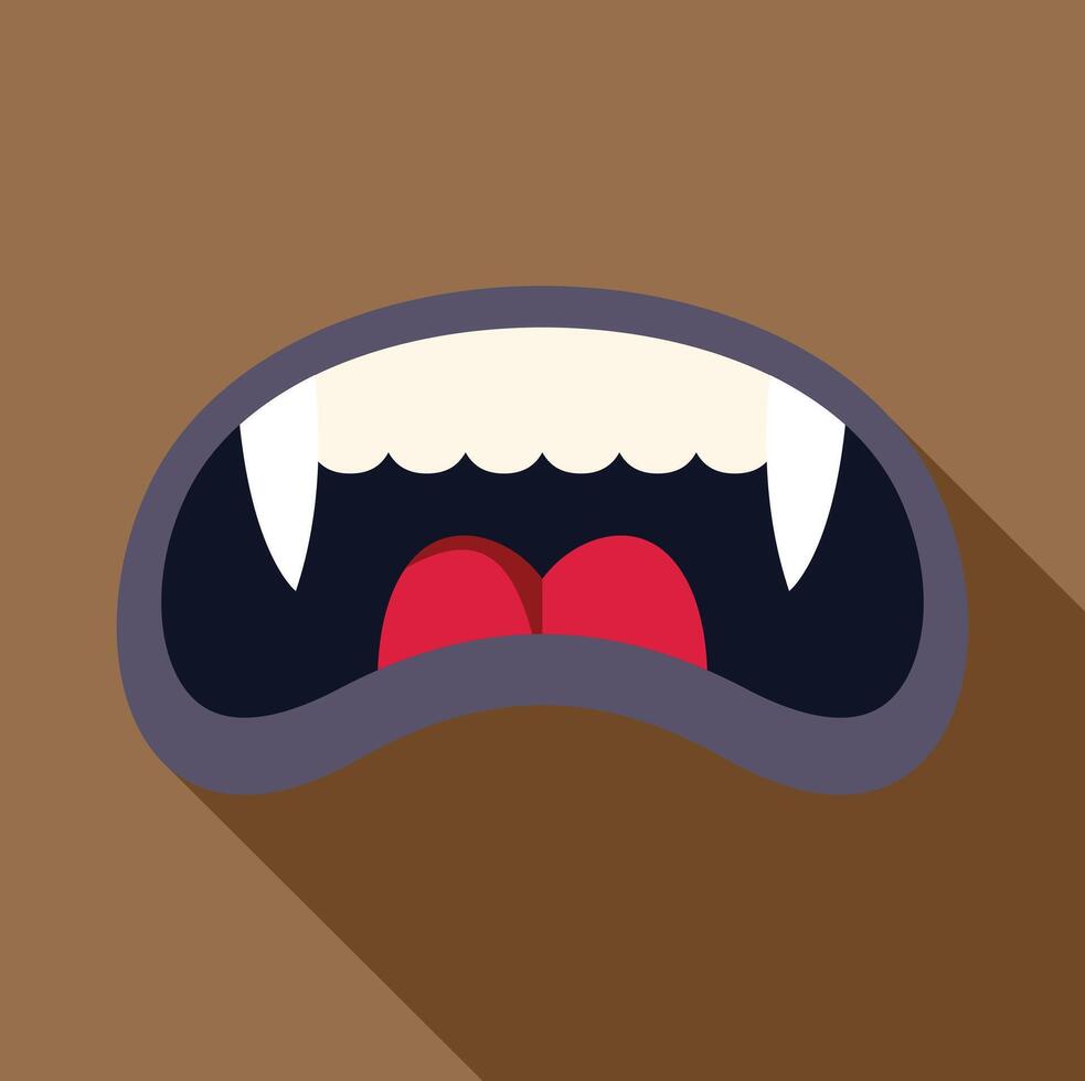 Scary monster mouth showing tongue and teeth with brown background vector