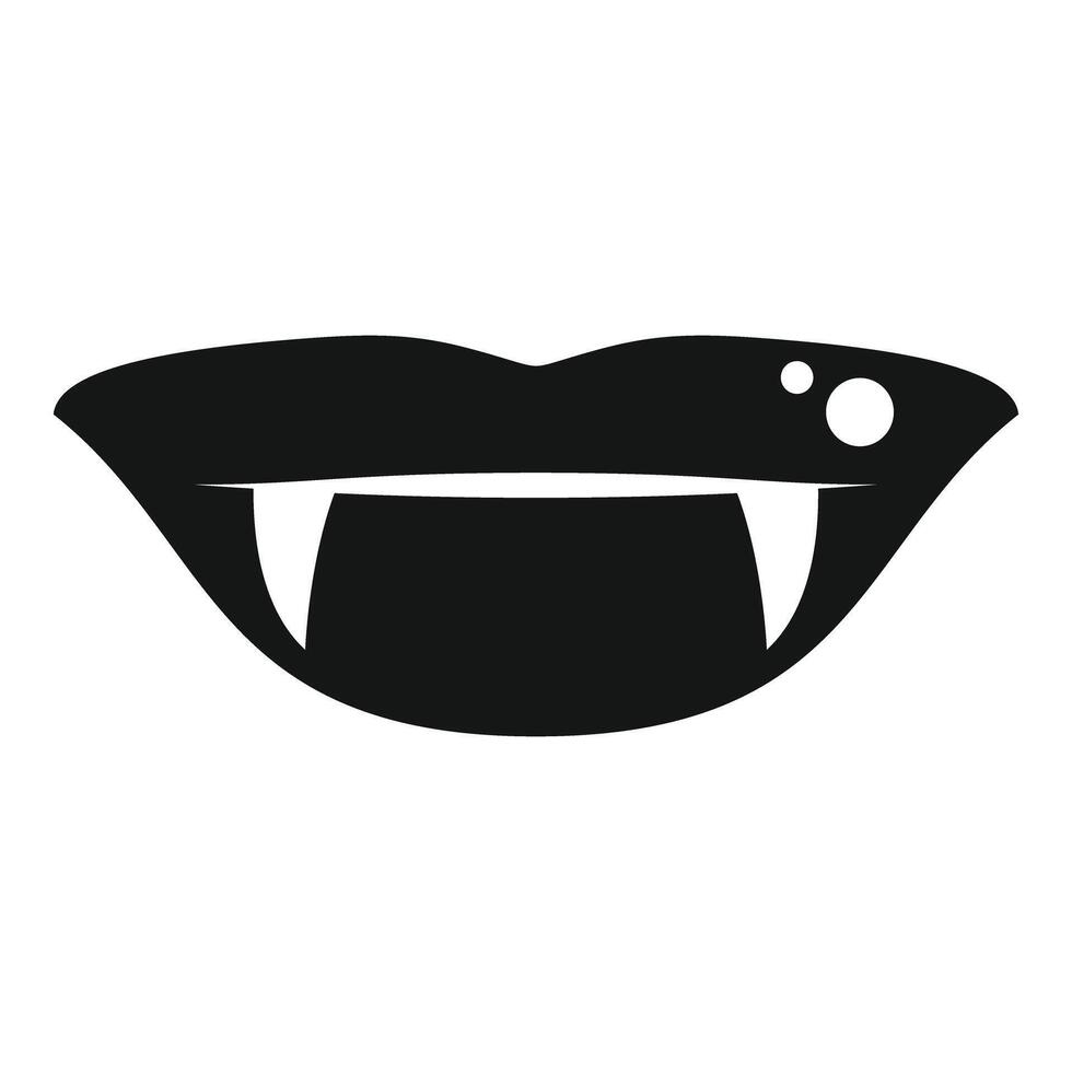 Vampire lips showing fangs biting sensually icon vector