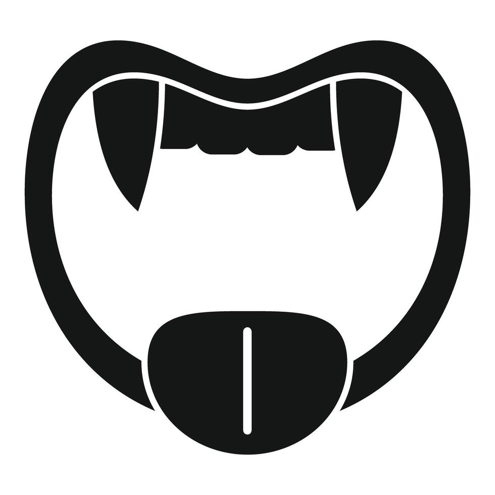 Vampire mouth showing tongue and fangs, a creepy halloween icon vector