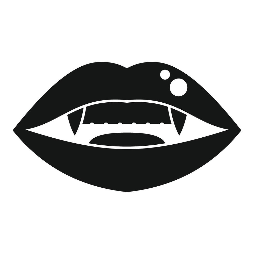 Vampire lips showing fangs, a halloween icon vector