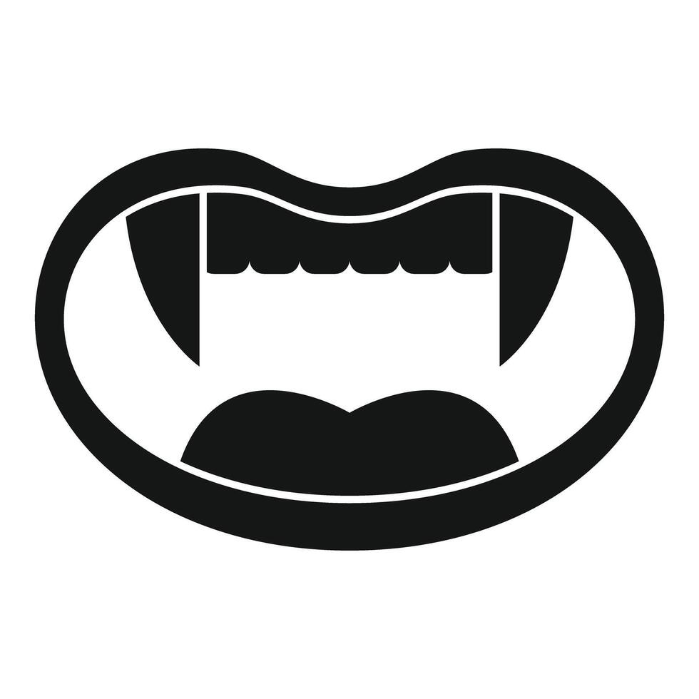 Open vampire mouth showing fangs and tongue, simple icon vector