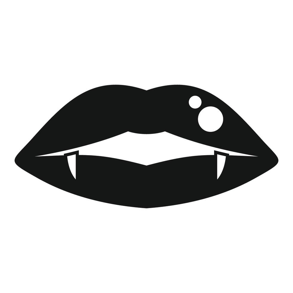 Vampire lips showing fangs biting sensual mouth vector
