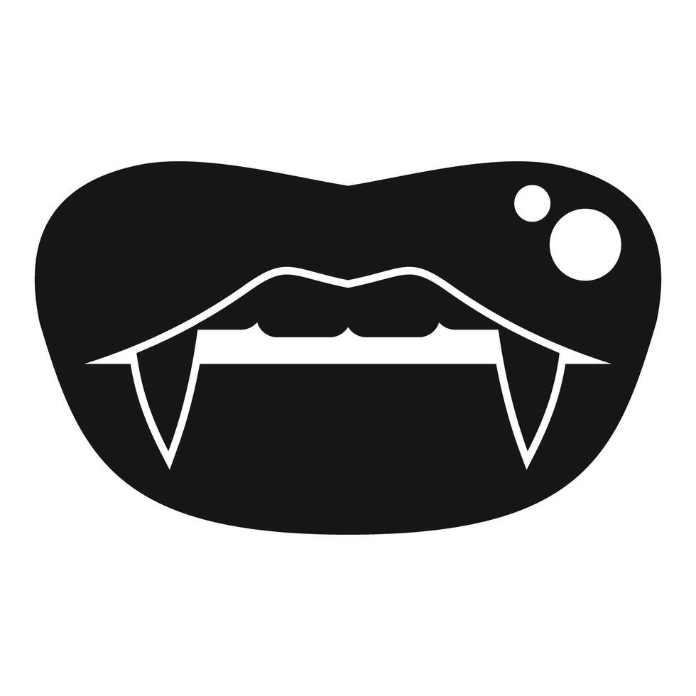 Vampire showing fangs baring teeth in black and white silhouette vector