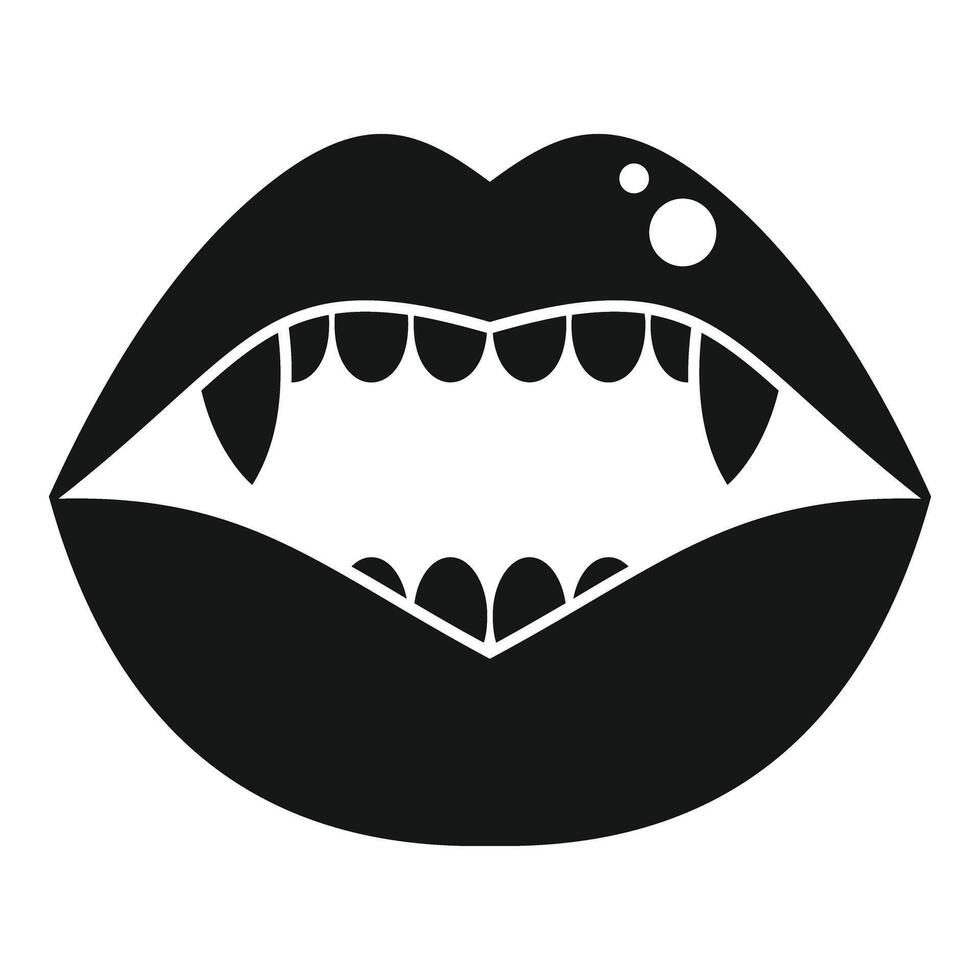 Open vampire mouth with fangs and teeth, simple black and white drawing vector