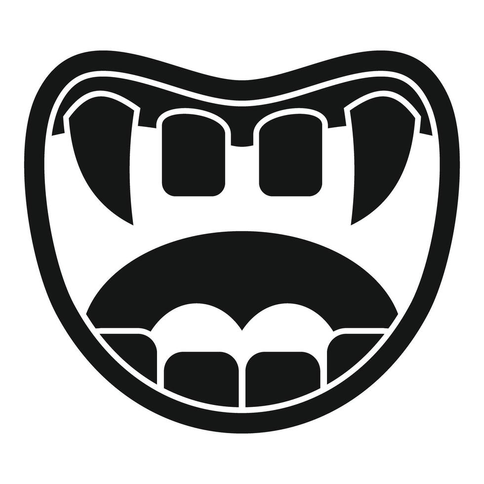 Open vampire mouth showing fangs and teeth, simple icon vector
