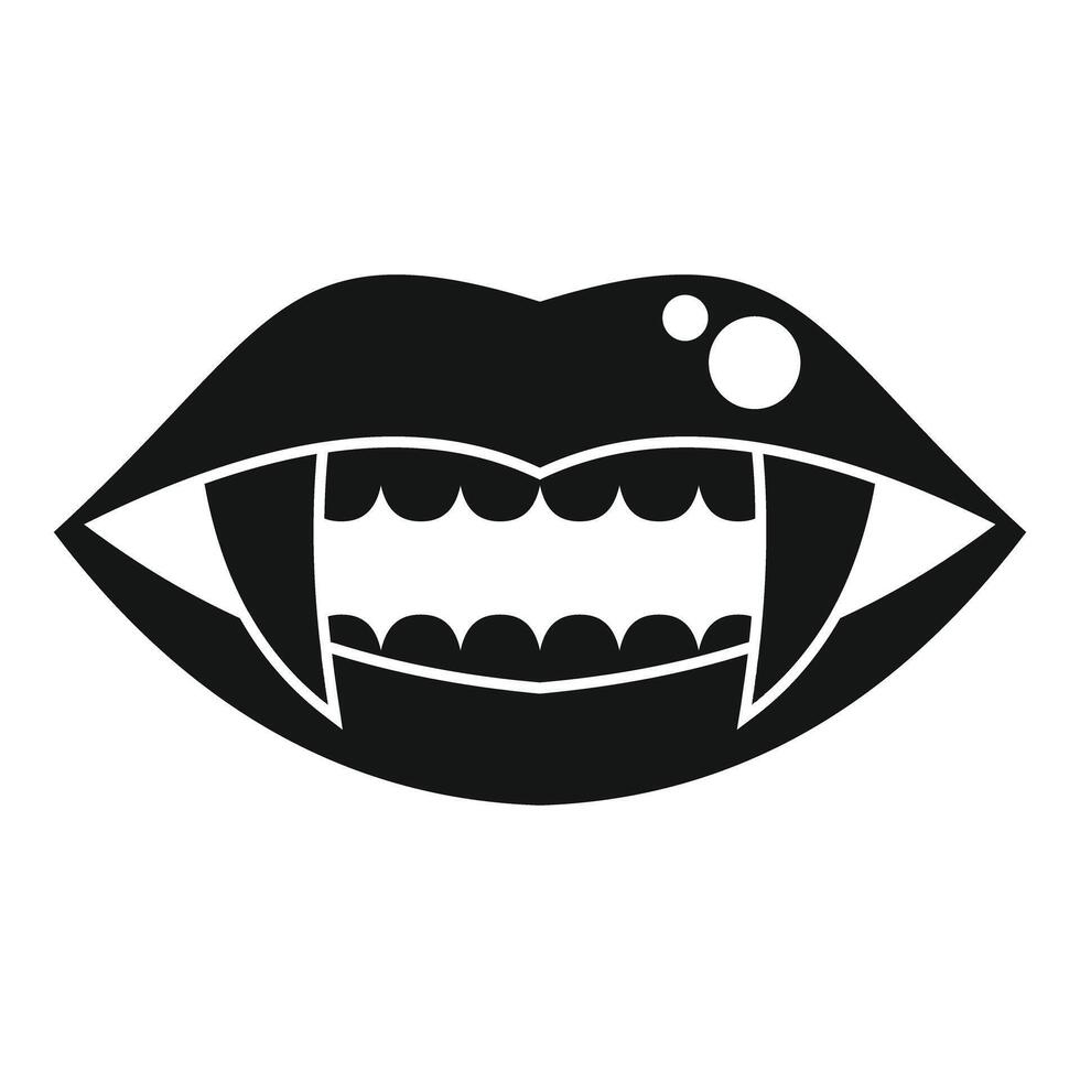 Vampire baring fangs with black lips and white spots, a monochrome depiction of a vampire's grin vector