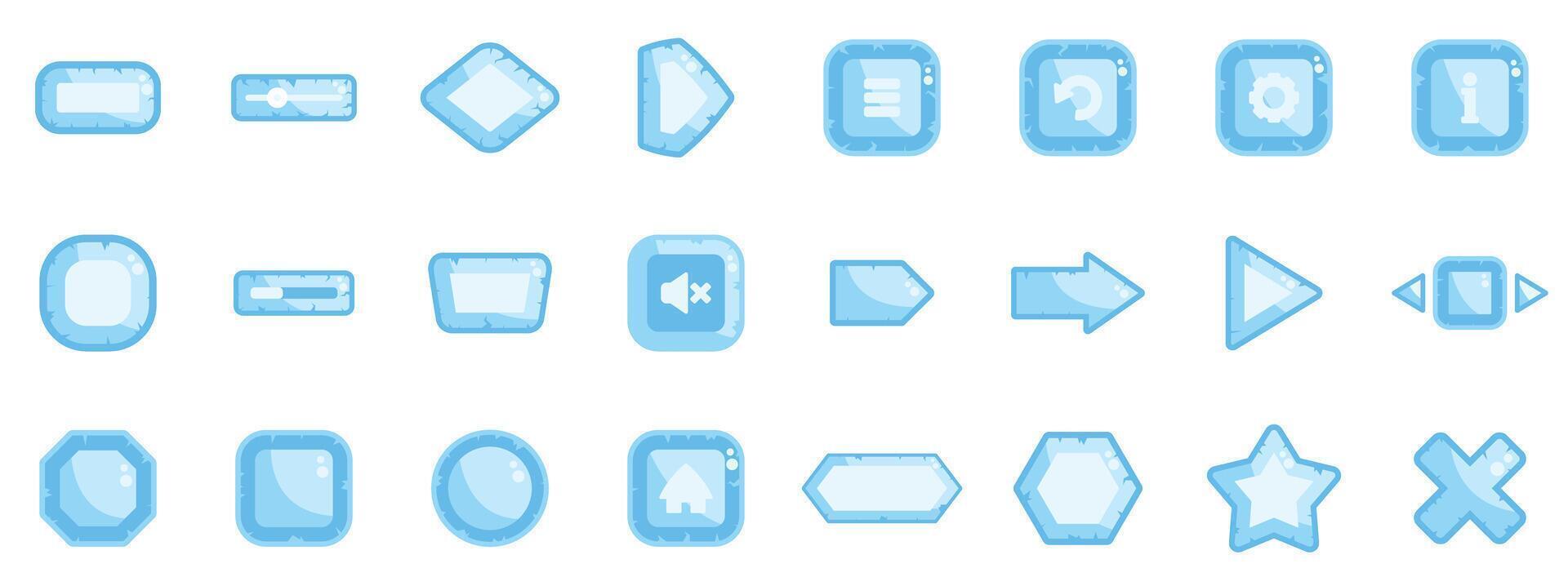 Ice cold buttons and icons for enhancing user interface design in games vector