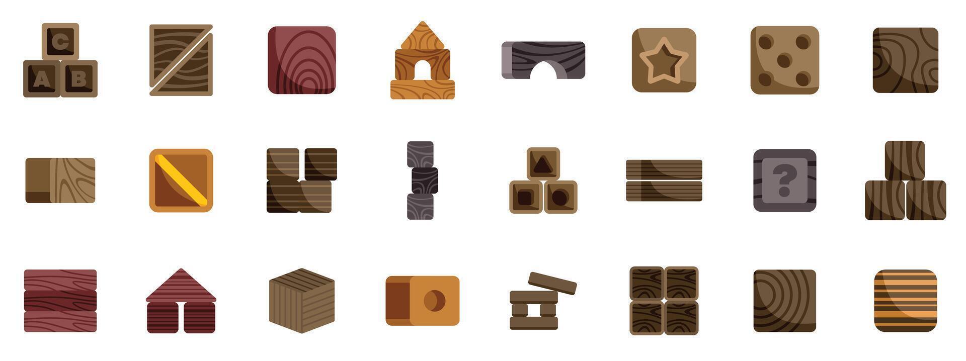 Set of various wooden blocks for creative play and learning vector