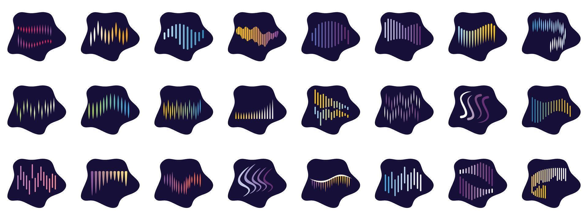 Colorful audio waves representing sound vibrations and frequencies vector