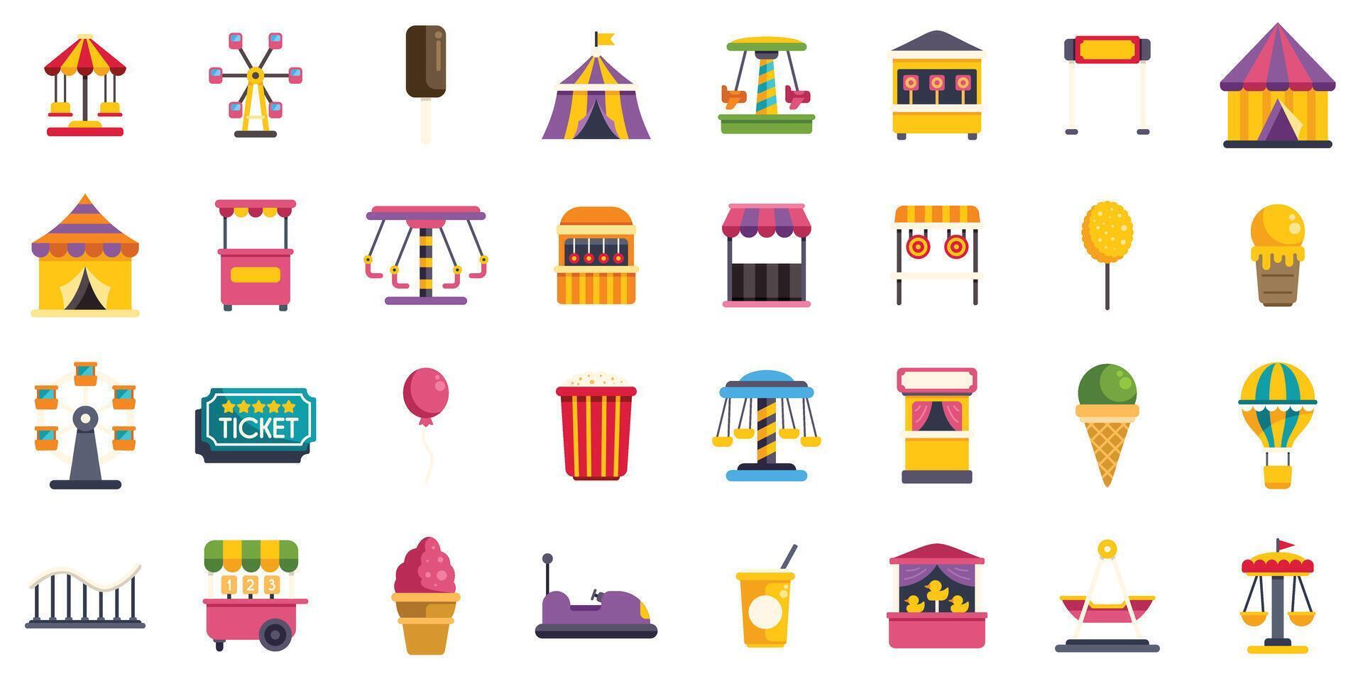 Amusement park fun, carousel, rollercoaster, and carnival games bringing joyful entertainment vector