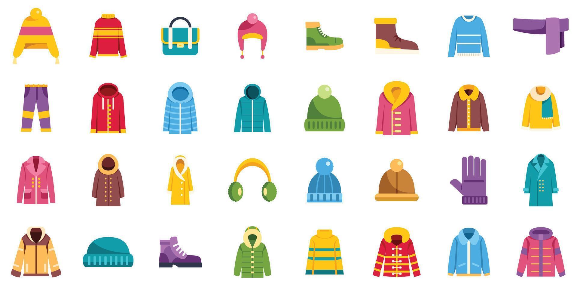 Winter clothes and accessories providing warmth and protection in cold weather vector