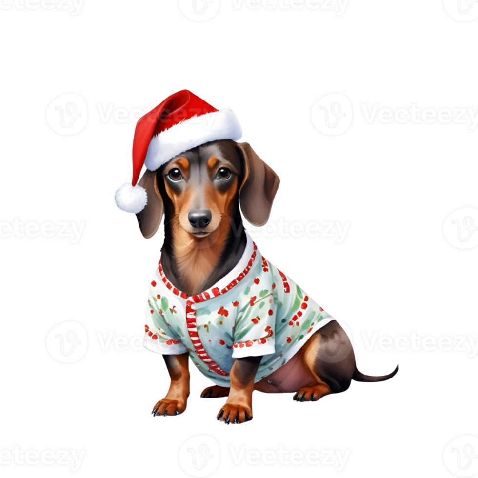 A dachshund wearing a christmas pajamas png