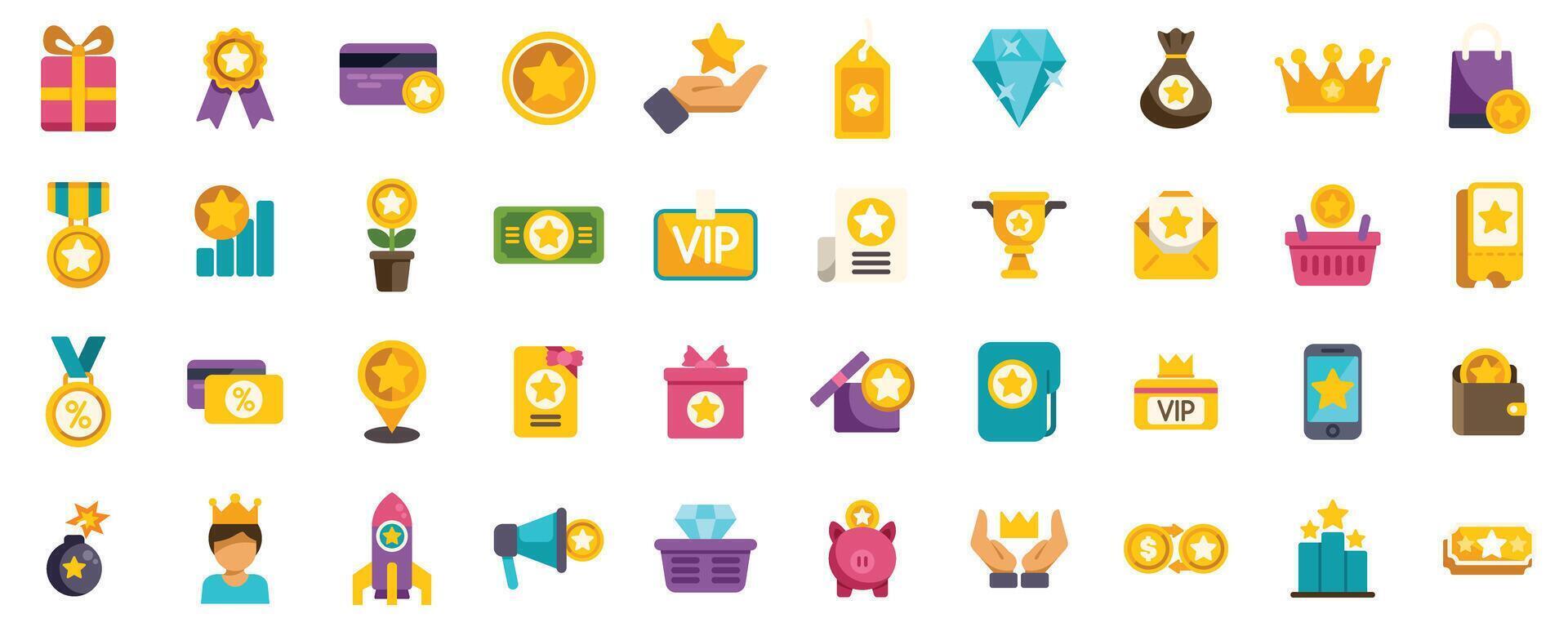 Reward icons showing premium quality, bestseller guarantee, and customer loyalty programs vector