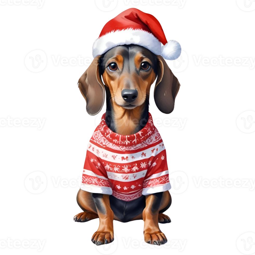 Dachshund wearing christmas sweater png