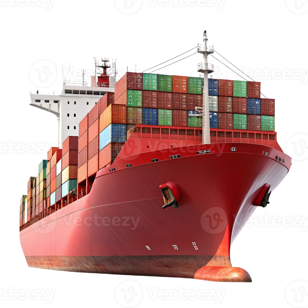 Front View of a Cargo Vessel Representing Global Shipping and Maritime Trade png