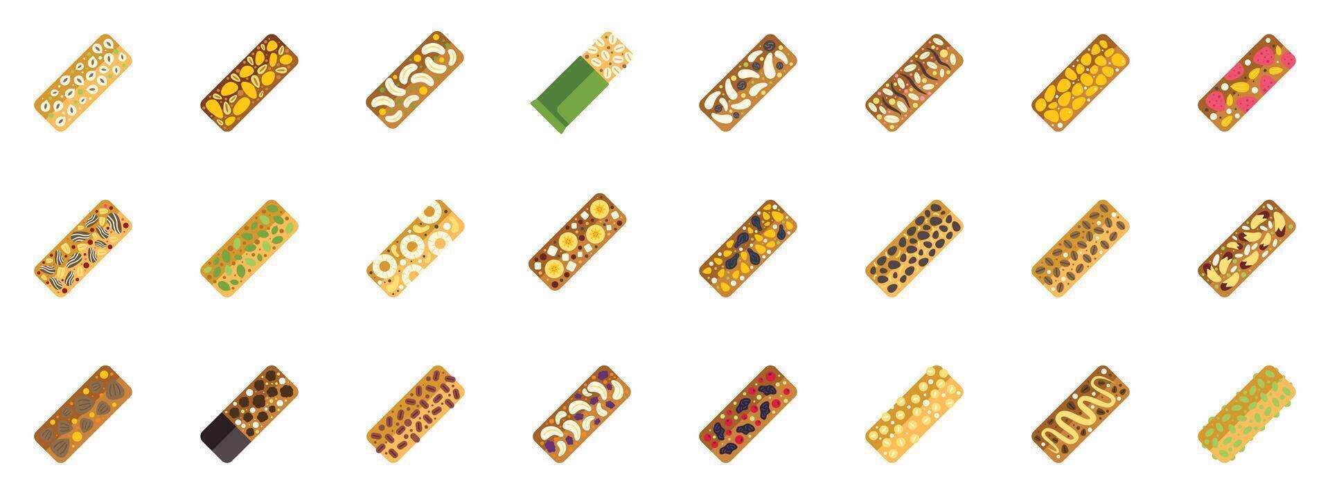 Various flavors of muesli bars offering delicious and healthy snacking options vector