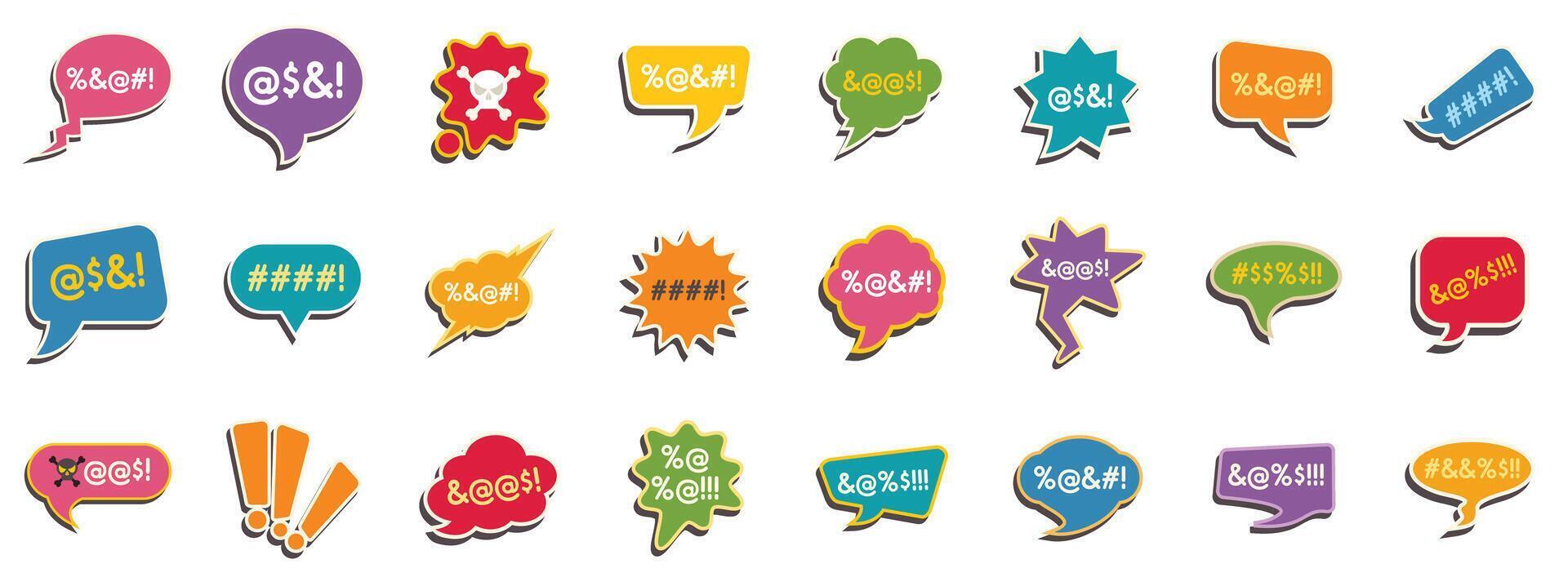 Colorful comic book speech bubbles expressing various emotions and reactions vector