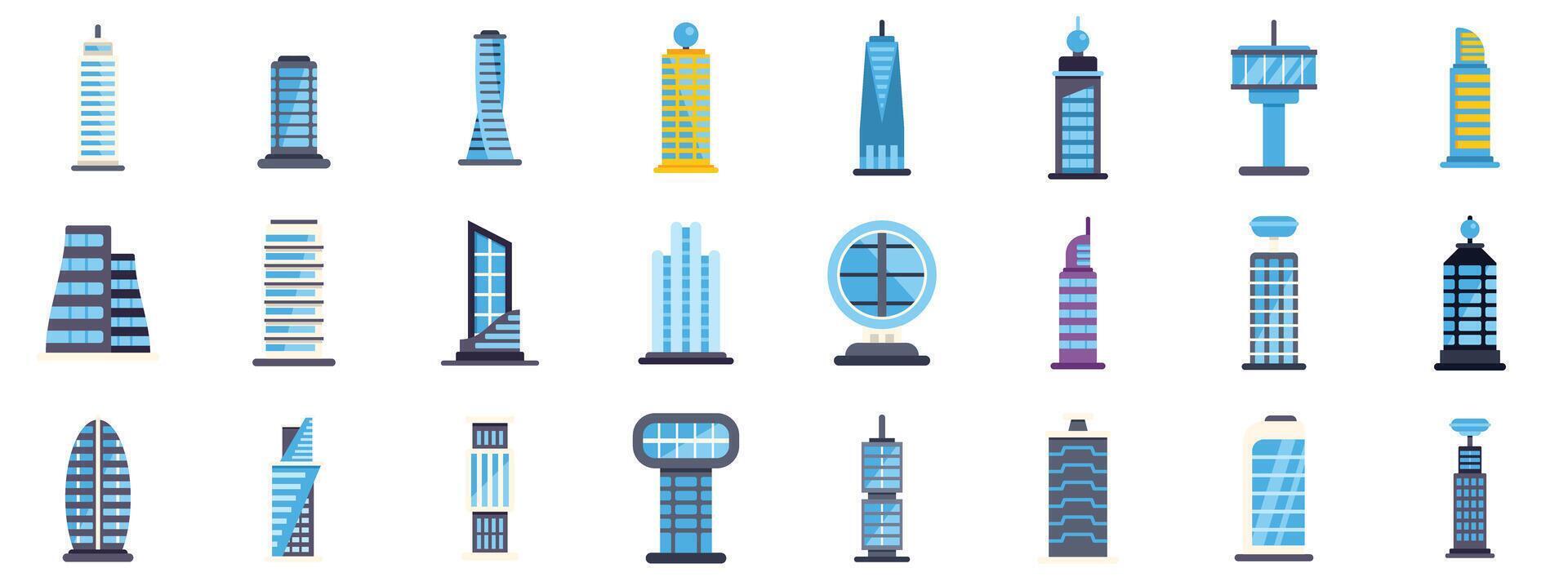Collection of modern skyscrapers reaching for the sky vector