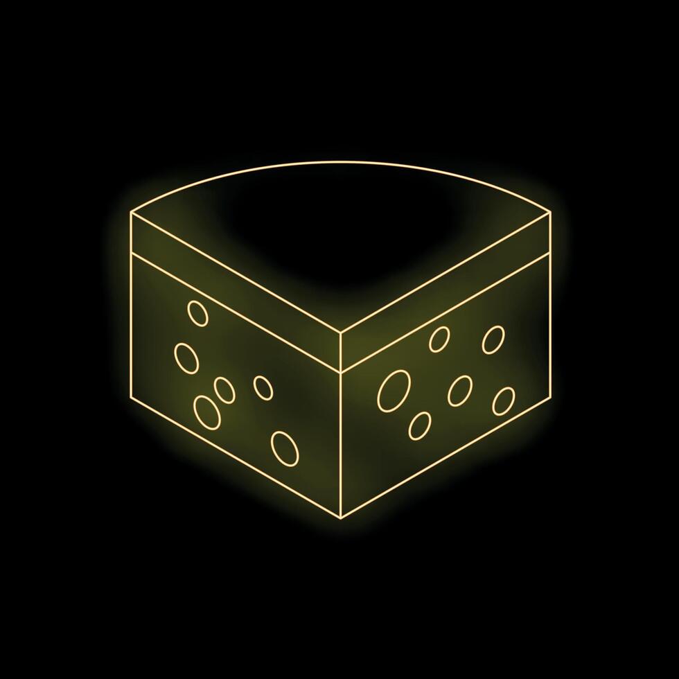 Gold cheese wedge shining on dark background vector
