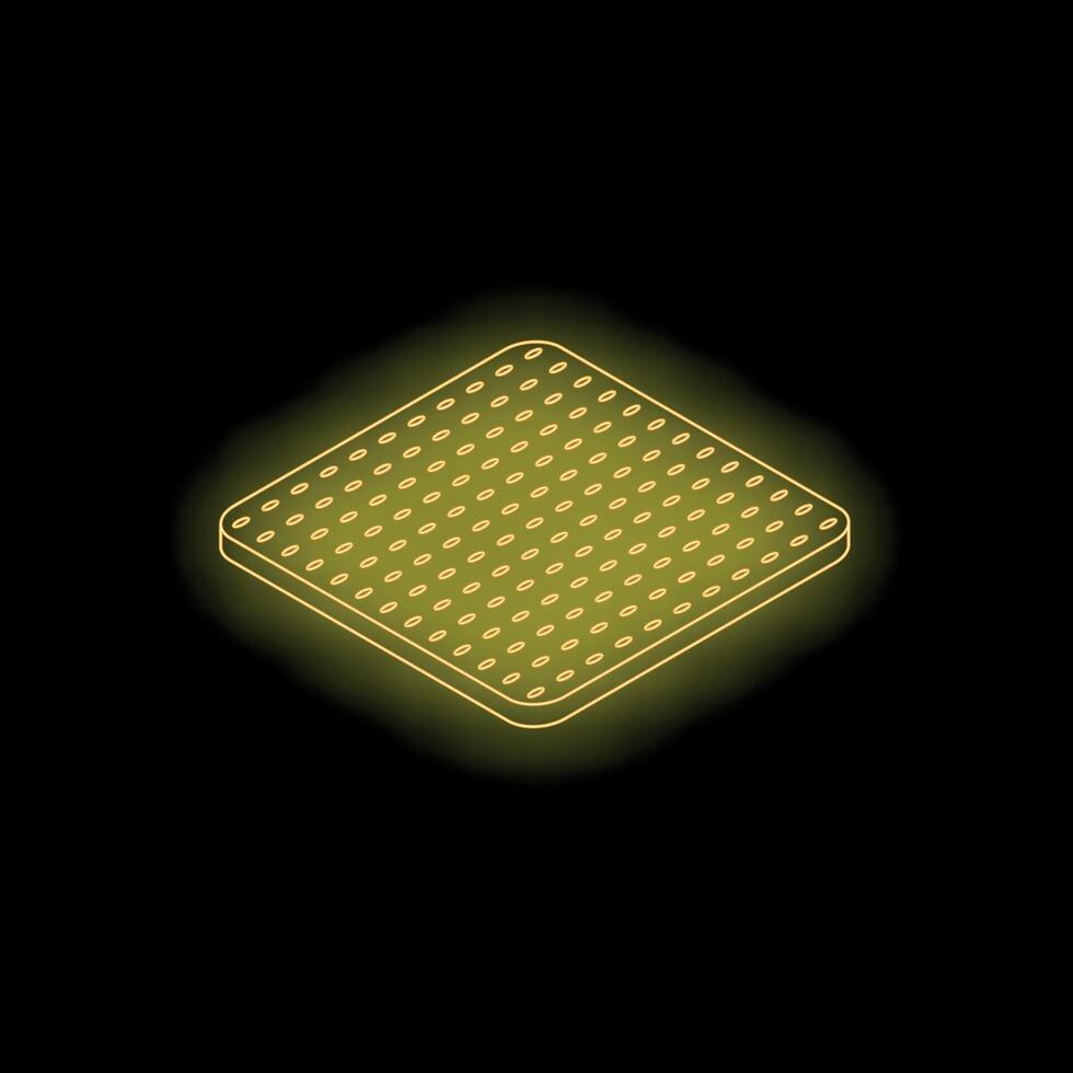 Neon yellow waffle iron showing heating surface in isometric view vector