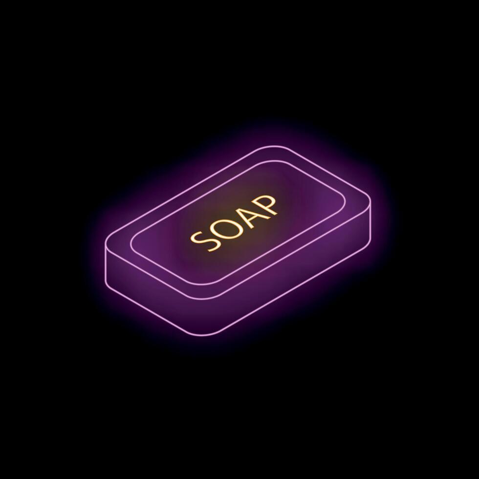 Neon soap bar shining on dark background vector