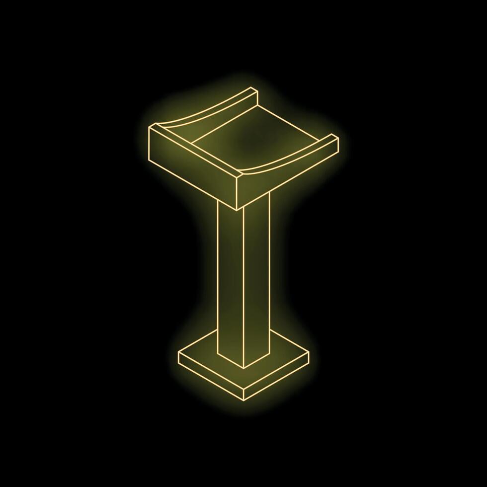 Tribune with glowing yellow lines on black background vector
