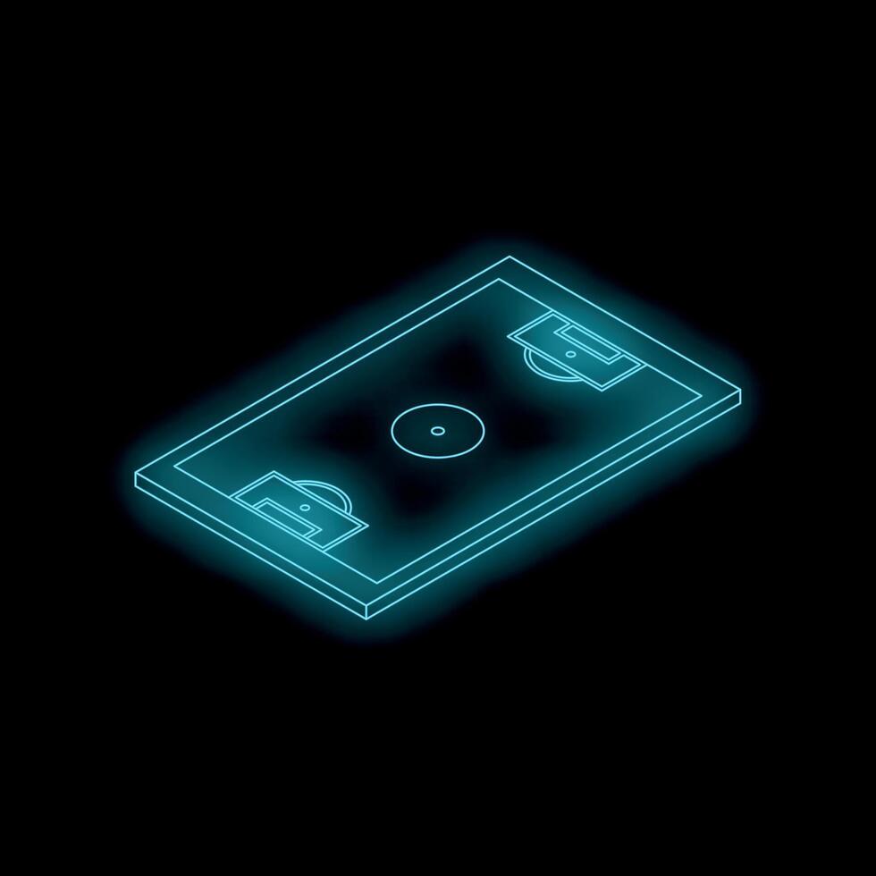 Glowing neon blue football field on black background representing strategy and tactics vector