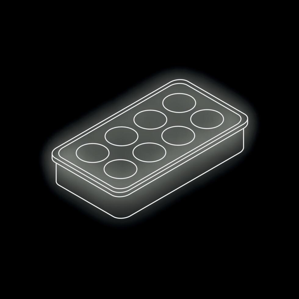 Empty watercolor tray isometric view on black background vector