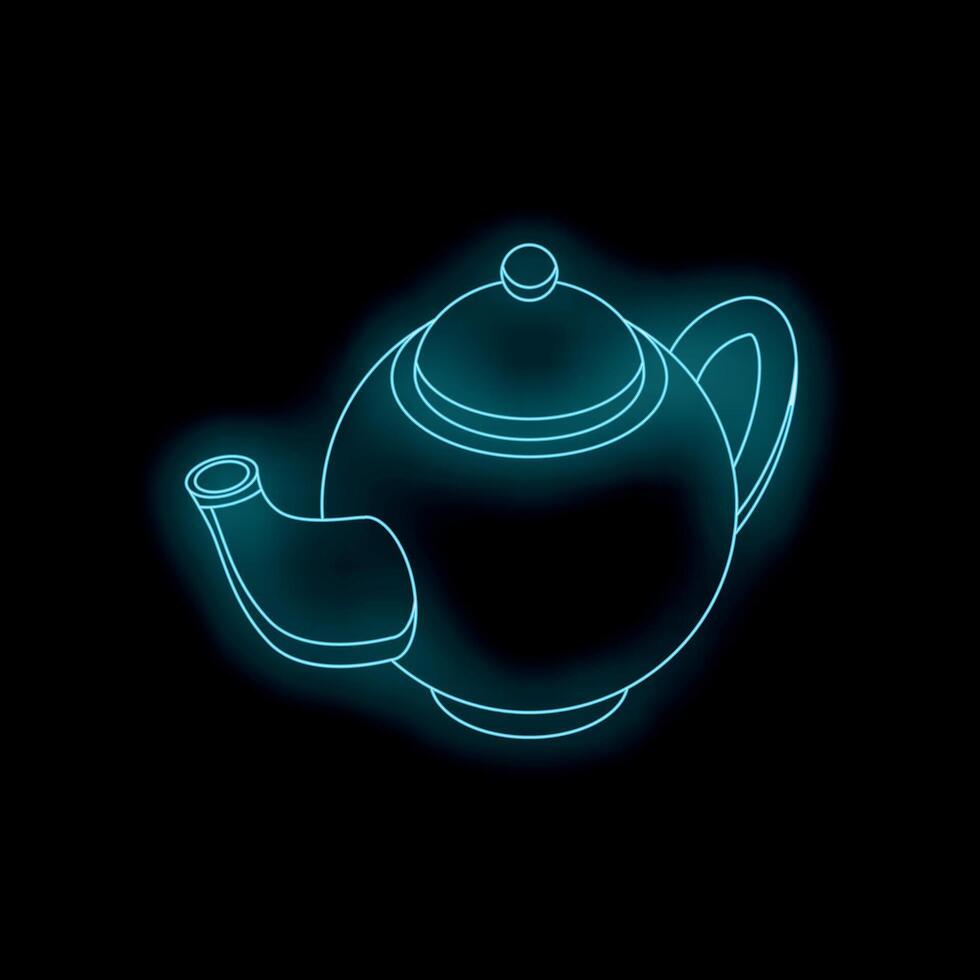 Glowing neon teapot on black background, brewing up a modern vibe vector