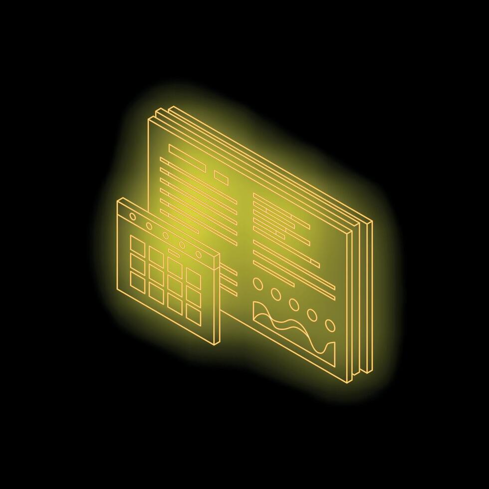 Neon yellow programming and web design concept with charts and data ...