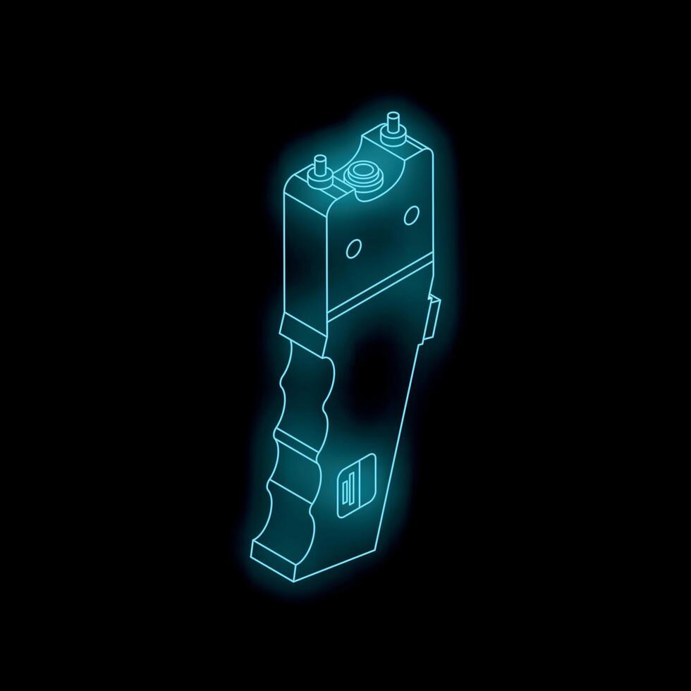 Electroshock weapon glowing on dark background with futuristic blue lines vector