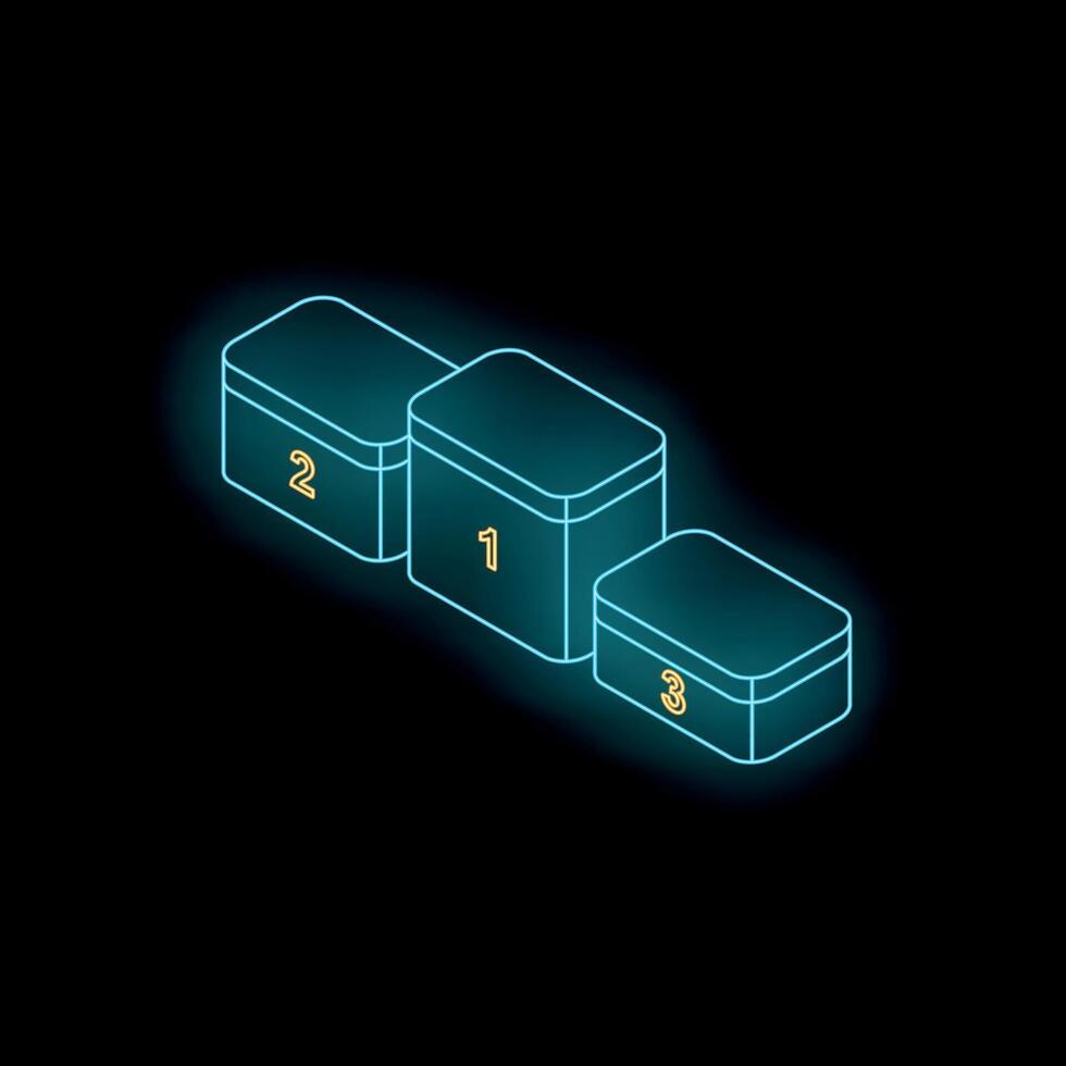 Glowing neon winners podium representing success and achievement vector