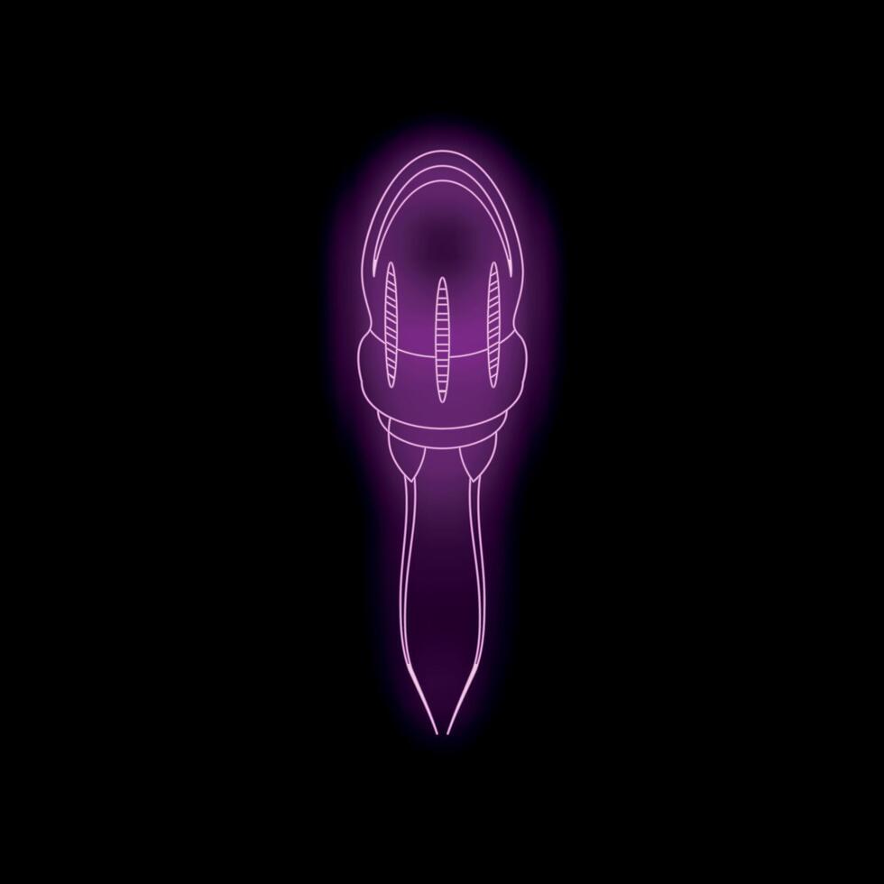 Neon light depicting futuristic microphone glowing in dark background vector
