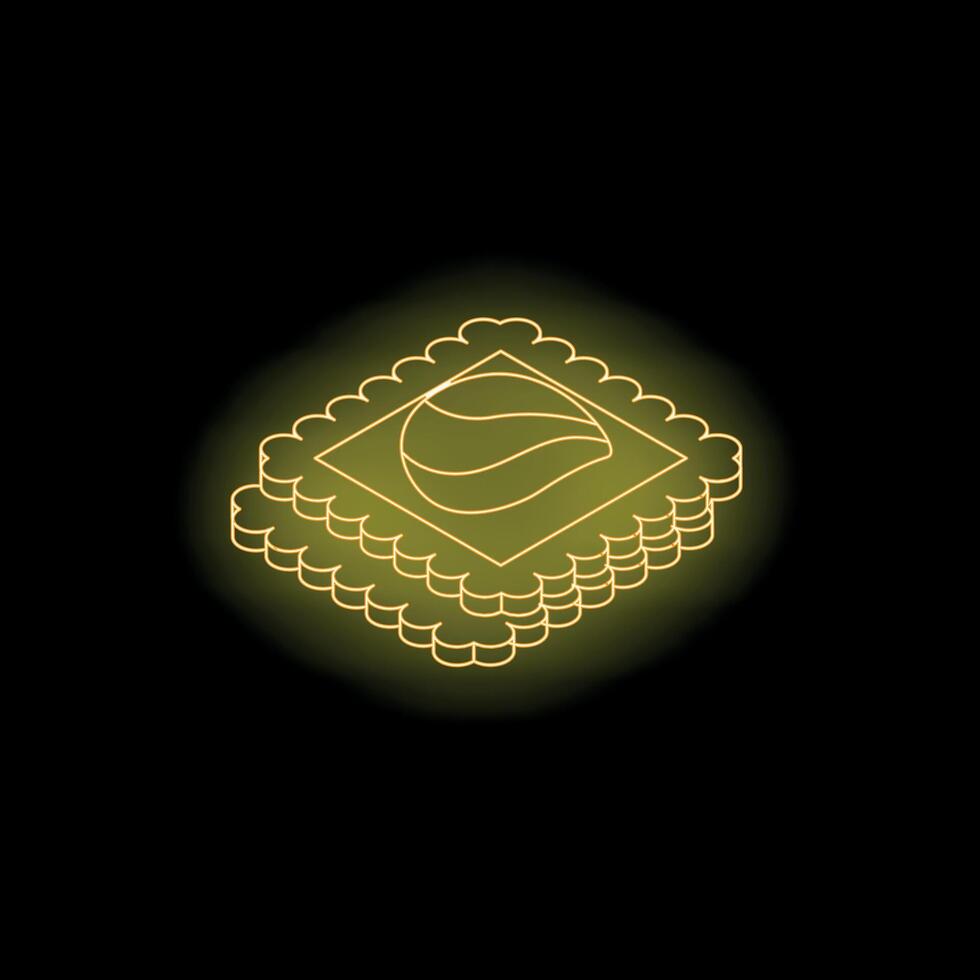 Glowing neon ravioli pasta creates culinary delight in isometric view vector