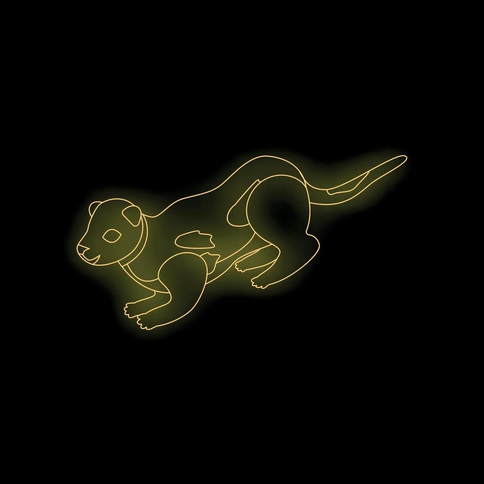 Neon yellow fossa walking on black background vector
