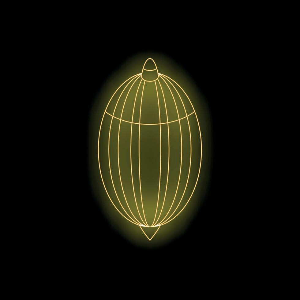 Glowing yellow striped lemon on black background vector