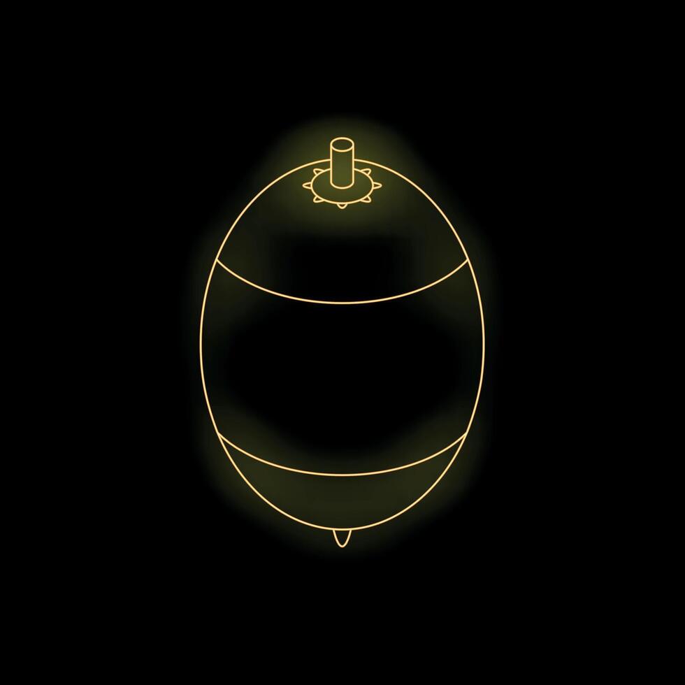 Spinning top toy with golden neon light effect on dark background vector