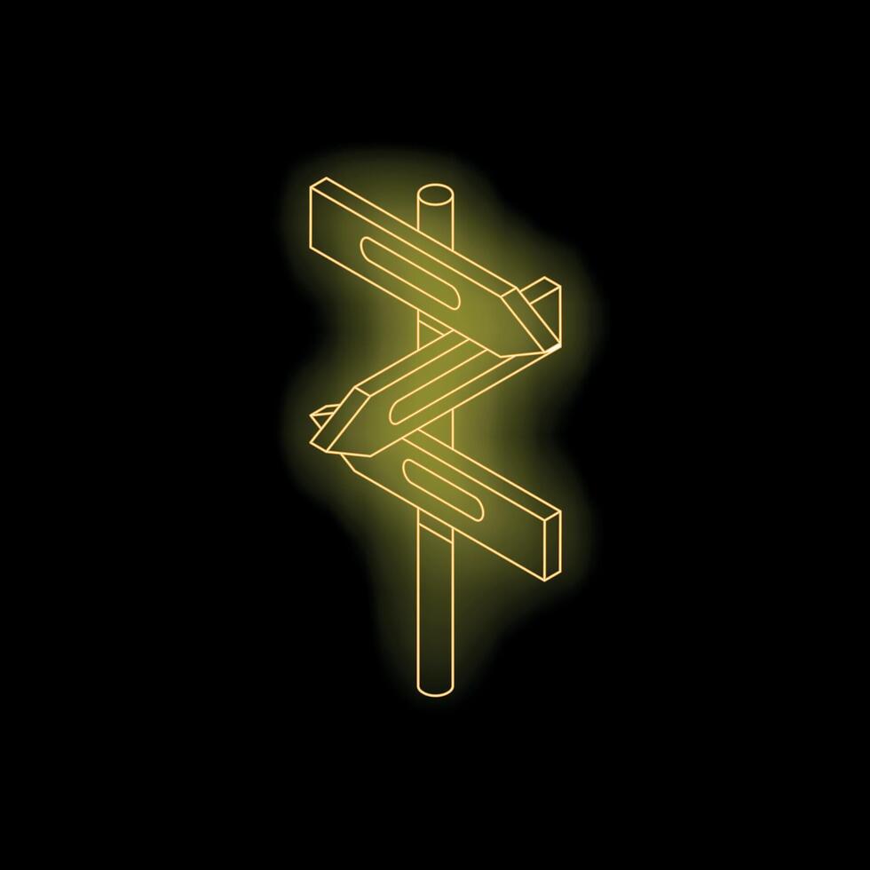 Glowing neon directional arrows showing multiple paths on black background vector